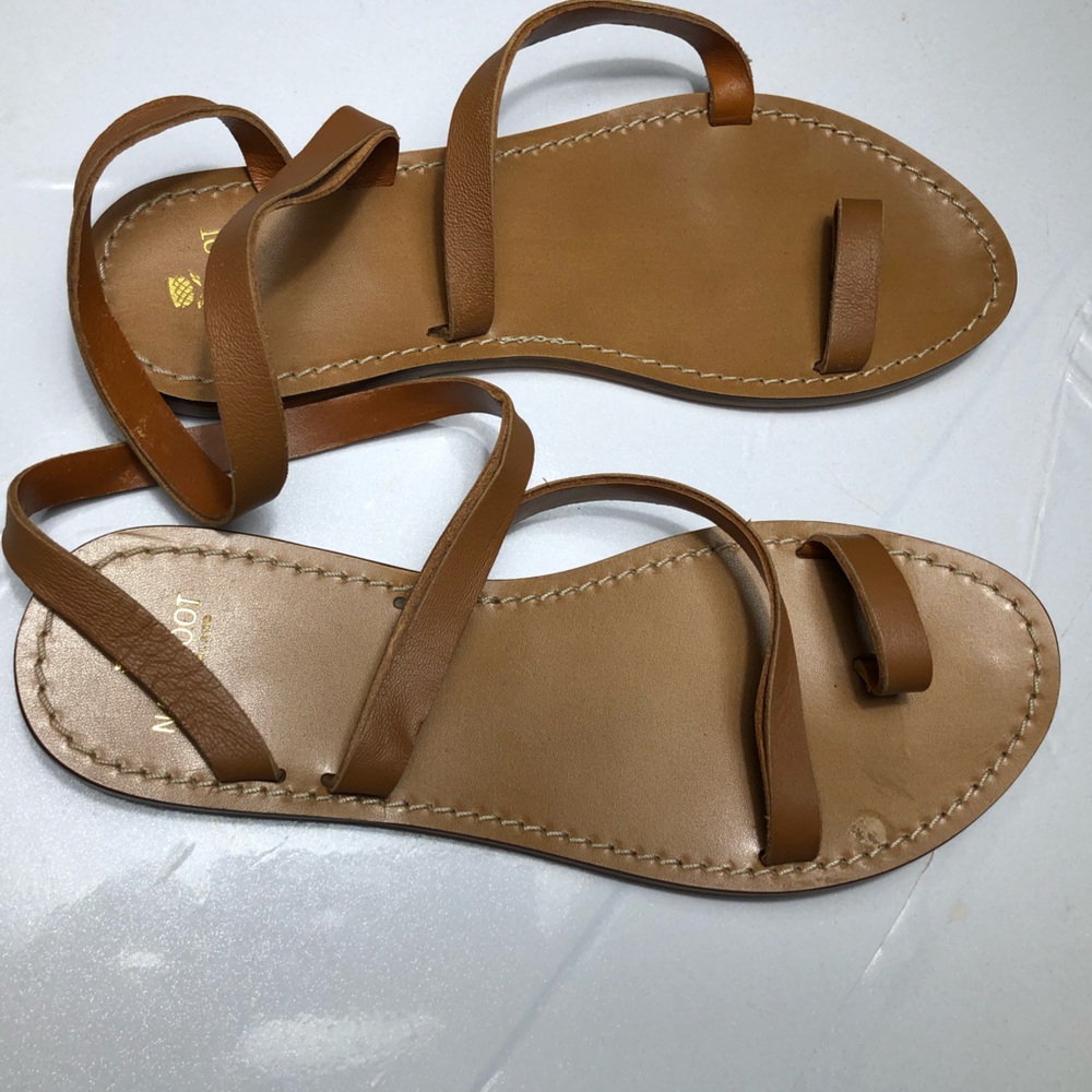 Navyboot Switzerland Tan Leather Toe Ring Diagonal Strap Gladiator Sandals Sz 38 - Picture 4 of 9